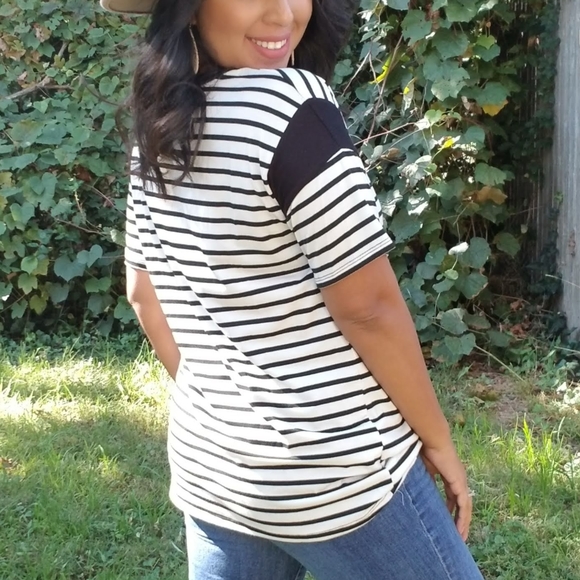 YING & YANG RELAXED STRIPE TEE TOP - Picture 9 of 15